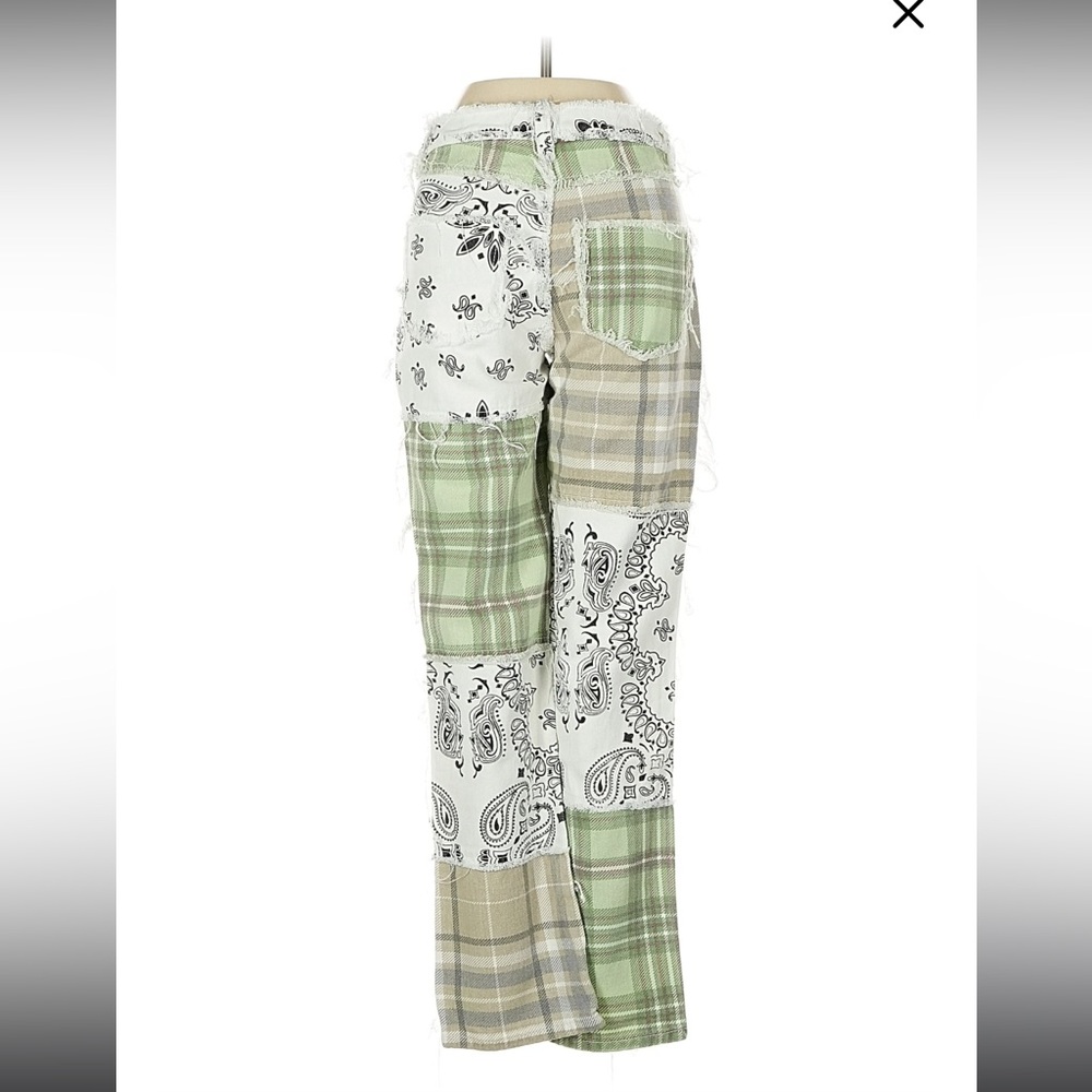 Jaded London Green and Tan Patchwork Cargo Jeans